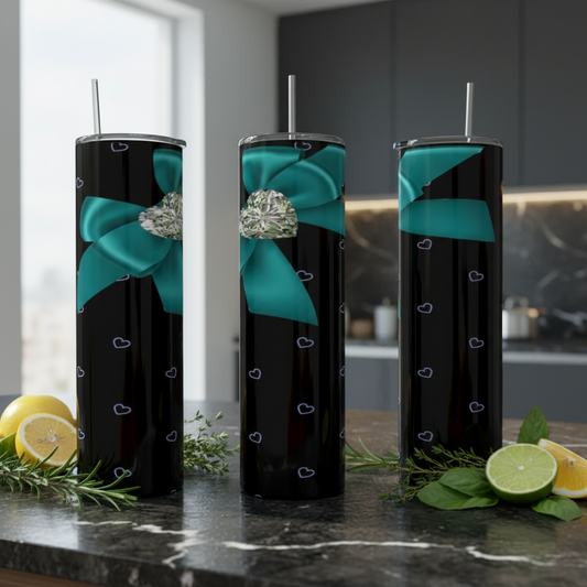 Black Hearts 20oz Tumbler handmade custom gift by Kreative By Design
