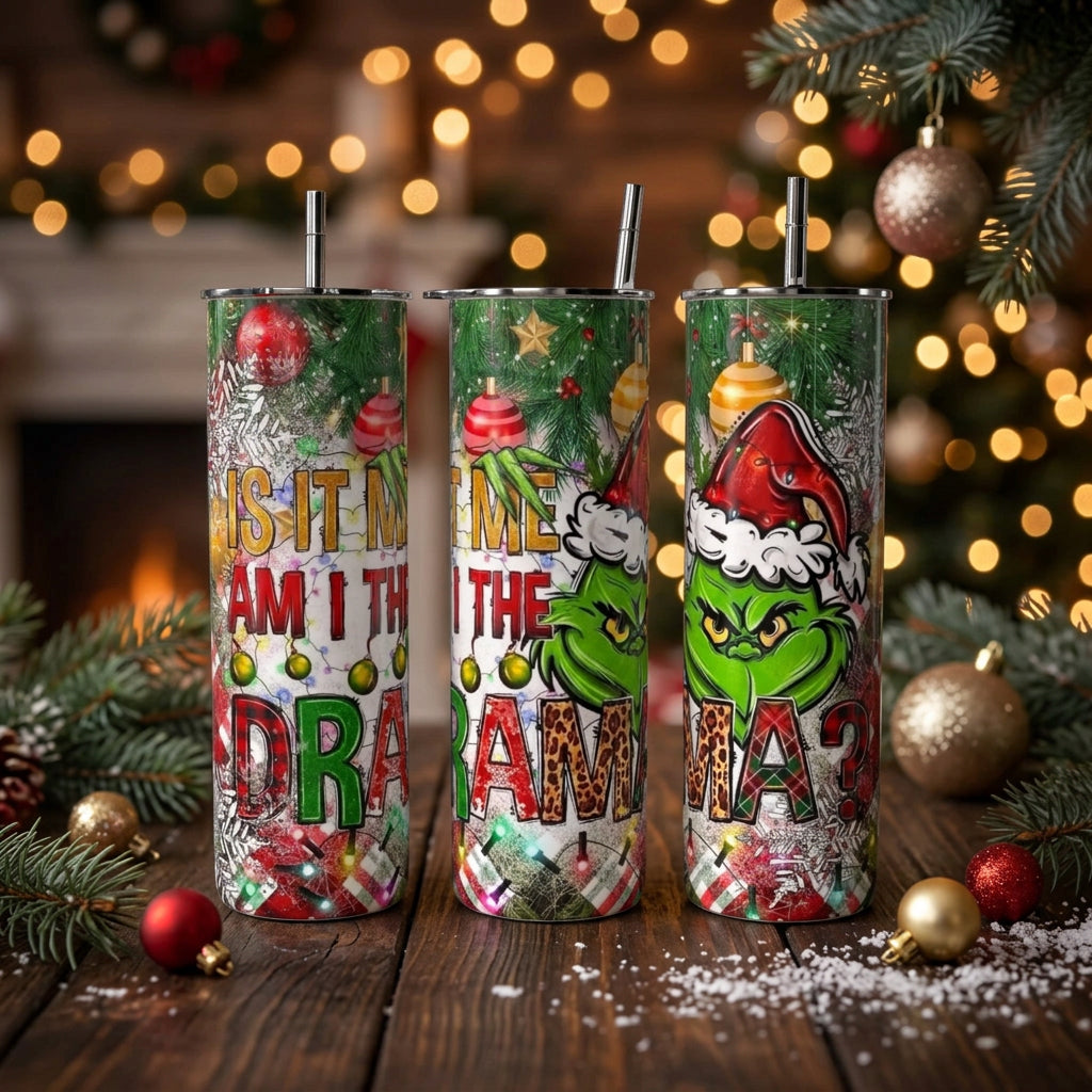 Christmas Drama Queen 20 oz Skinny Tumbler | Funny Holiday Cup