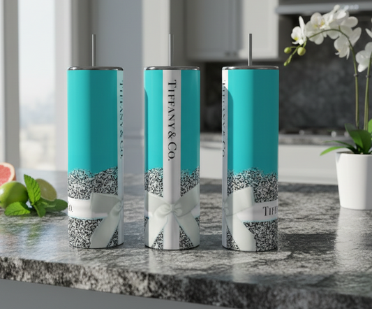 Teal Glittery Bow 20 oz Stainless Steel Tumbler