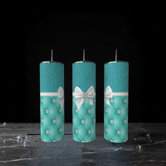 Teal Bow 20 oz Skinny Tumbler