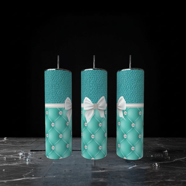 Teal Bow 20 oz Skinny Tumbler