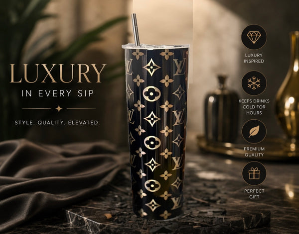 Dark & Gold Metallic 20oz Stainless Steel Tumbler
