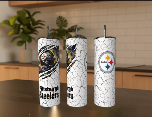 Football Cracked 20 oz Stainless Steel Tumbler