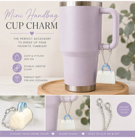Patterned Mini Handbag Cup Charm | Double Lobster Clasp
