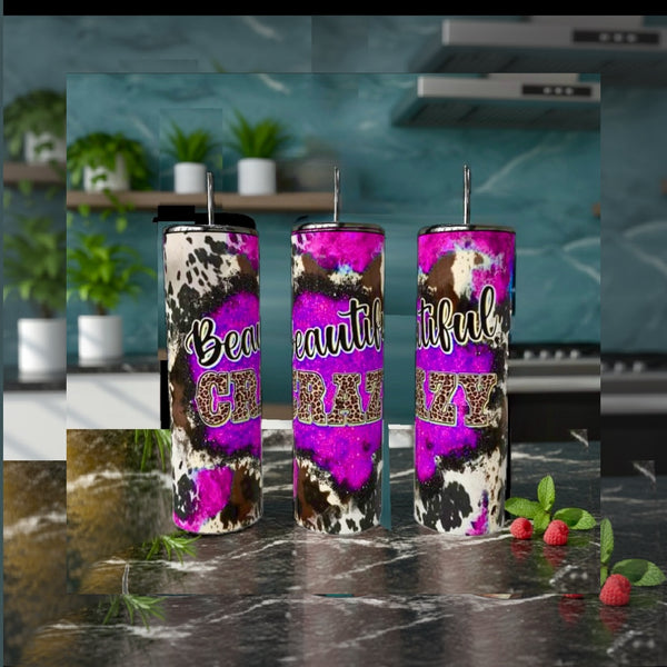 Beautiful Disaster 20oz Tumbler handmade custom gift by Kreative By Design