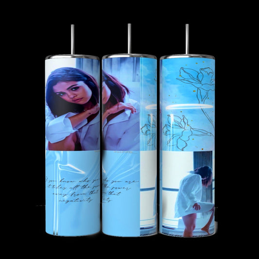 Selena Gomez Blue Collage 20 oz Stainless Steel Tumbler