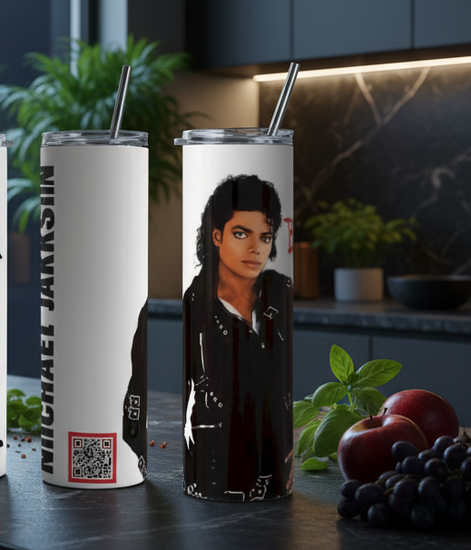 Michael Jackson BAD with working QR Code 20 oz Skinny Tumbler