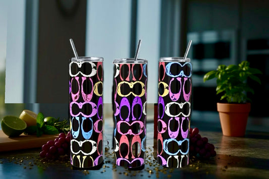 Purple Multicolor Luxe Bow 20 oz Skinny Tumbler