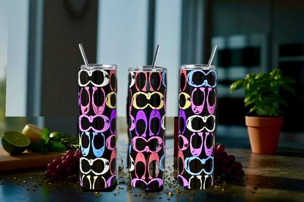 Purple Multicolor Luxe Bow 20 oz Skinny Tumbler