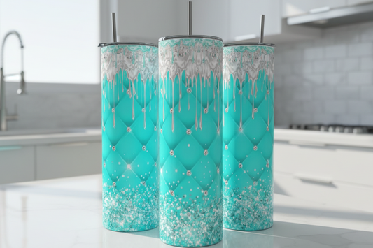 Teal Textured | Stainless Steel 20oz Skinny Tumbler handmade custom gift by Kreative By Design