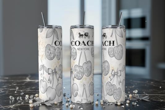 Cherries   Gold   Silver   Luxe Stainless Steel 20 oz Skinny Tumbler