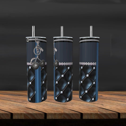 Dark Cherry | Blue 20oz Stainless Steel Tumbler handmade custom gift by Kreative By Design