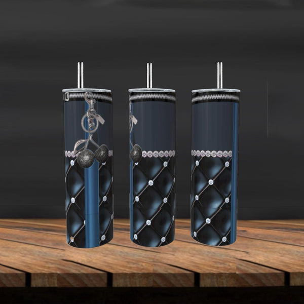 Dark Cherry | Blue 20oz Stainless Steel Tumbler handmade custom gift by Kreative By Design