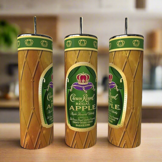 Crown Apple 20oz Skinny Tumbler with 3D Decorative Lid Topper handmade custom gift by Kreative By Design