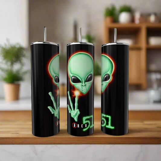 Area 51   Green  20 oz Skinny Tumbler