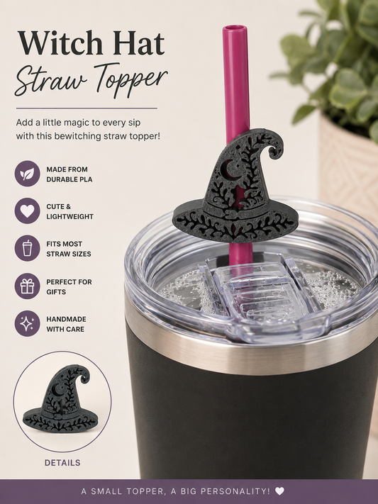 Witches Hat Straw Topper – Halloween Tumbler Accessory