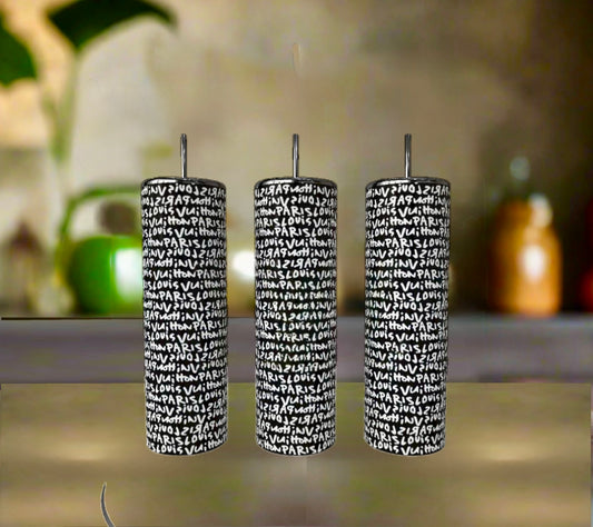 Luxe B&W 20oz Skinny Tumbler handmade custom gift by Kreative By Design