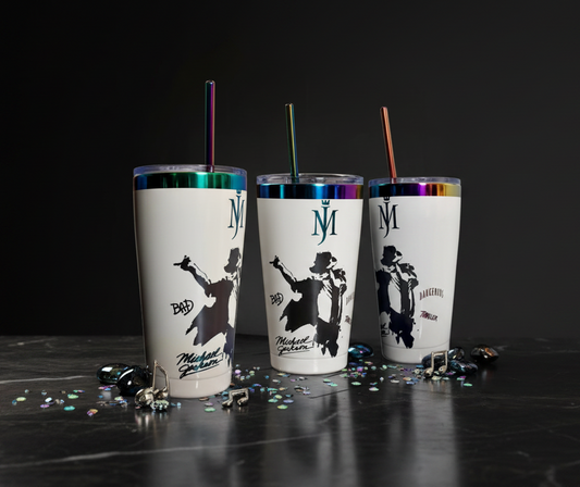 King Of Pop Silhouette Rainbow 20 oz Engraved Tumbler