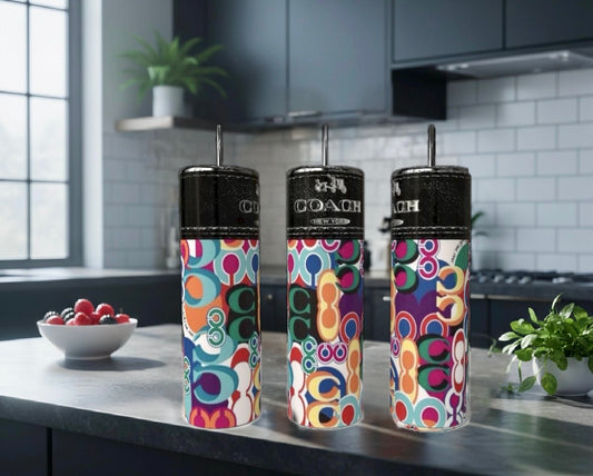 20oz Multicolor Stainless Steel Tumbler with Lid Topper