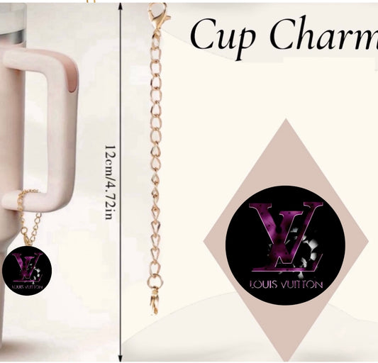 Purple Monogram Logo with Chain Cup Charm