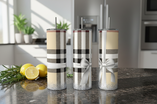 Brown Plaid Bow 20 oz 20 oz Skinny Tumbler