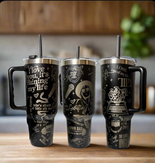 Poets Collage 40 oz Engraved Stainless Steel Tumbler