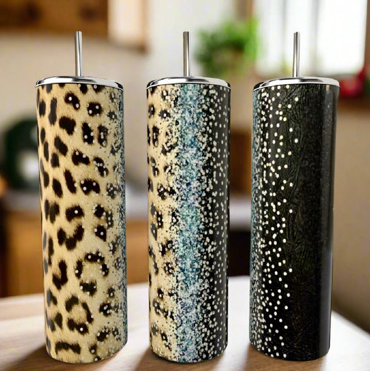 Black Cheetah 20oz Tumbler handmade custom gift by Kreative By Design