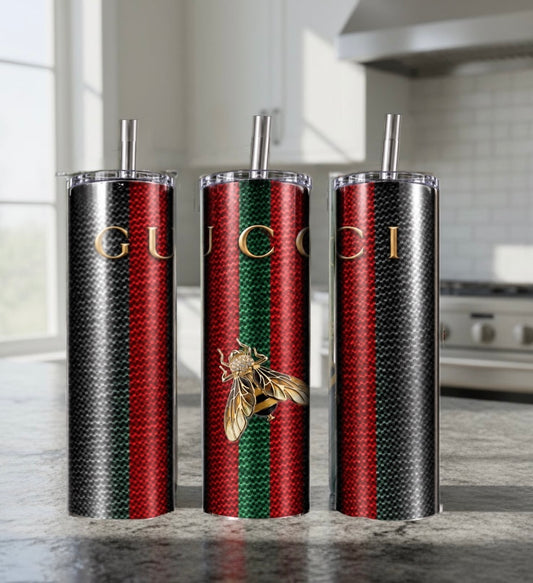 Luxury Bee Stripe 20oz Tumbler | Metallic Silver or Classic White Finish