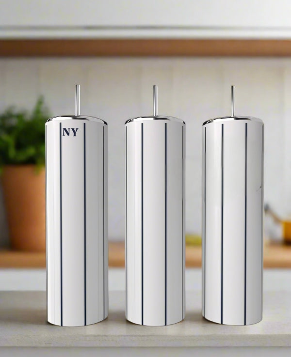 NY Pinstripes Stainless Steel 20oz Tumbler handmade custom gift by Kreative By Design
