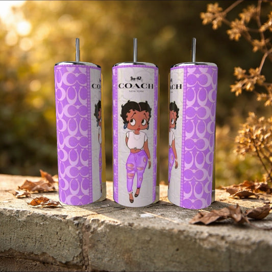 Bet-tie- Purple 20oz Stainless Steel Skinny Tumbler handmade custom gift by Kreative By Design
