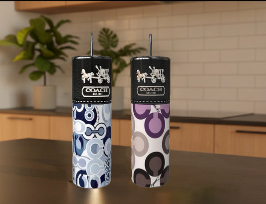 Blue or Purple Luxe 20oz Stainless Steel Tumbler handmade custom gift by Kreative By Design