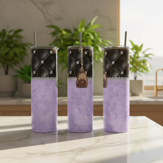 Purple Little Backpack 20oz Stainless Steel Tumbler handmade custom gift by Kreative By Design