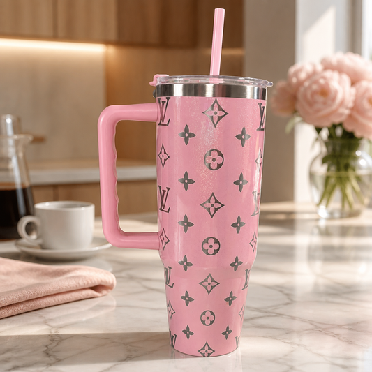 Pink Luxe Luxe Monogram Shine 40 oz Engraved Tumbler