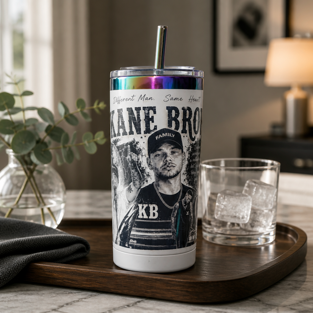 Kane Brown Inspired Engraved 20oz Oil Slick Tumbler | Country Music Fan Gift | Laser Engraved Stainless Steel Cup