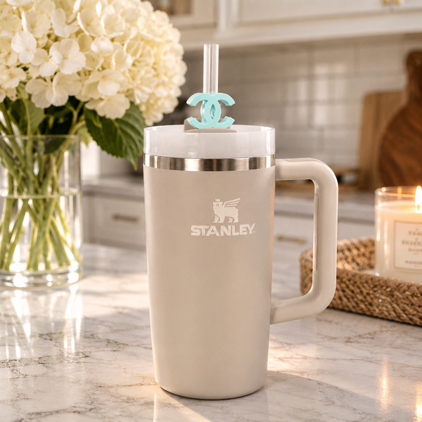 Luxury Designer-Style Straw Topper | Fits Stanley 40oz & 30oz Tumblers