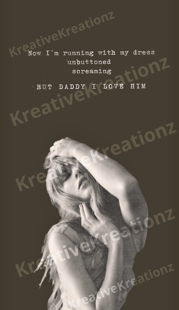 A black-and-white image of a woman with long hair posing with one hand on her head and the other crossing her body. Text above  SVG, DTF transfer, PNG, tumbler wrap | Template designs 
