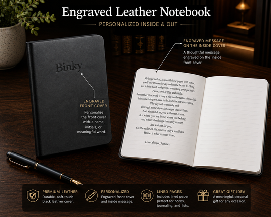 Personalized A6 Leather Journal – Custom Engraved Notebook