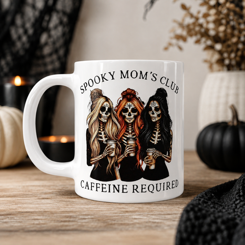 Spooky Mom’s Club Mug – 11 oz Ceramic Halloween Coffee Mug