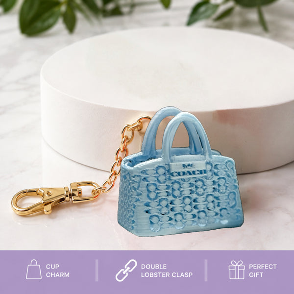 Ice Blue Mini Handbag Cup Charm | Tumbler Handle Accessory