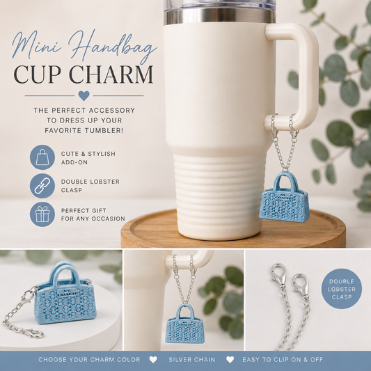 Ice Blue Mini Handbag Cup Charm | Tumbler Handle Accessory