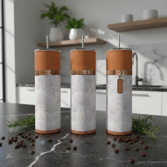 Tan & Creme 20oz Tumbler handmade custom gift by Kreative By Design