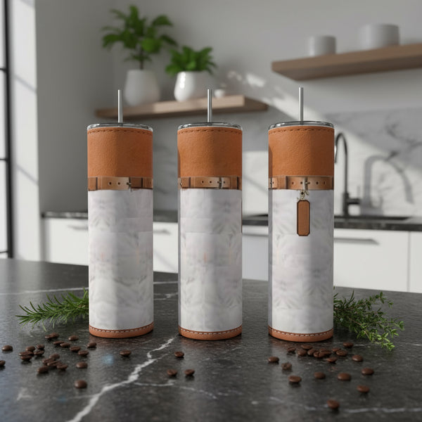 Tan & Creme 20oz Tumbler handmade custom gift by Kreative By Design