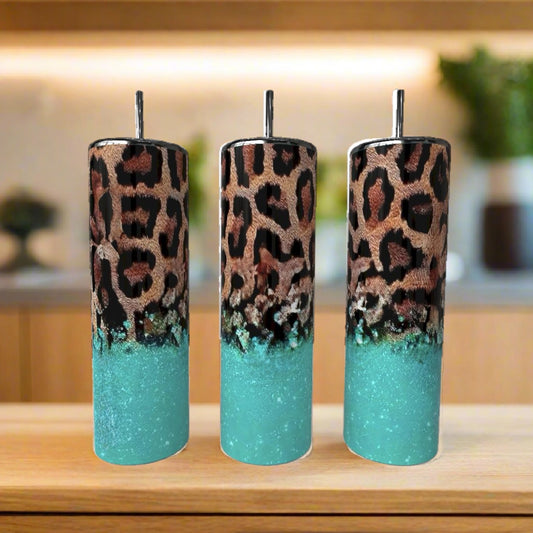 Teal & Brown 20oz Tumbler handmade custom gift by Kreative By Design