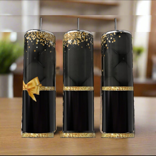 Gold Glitz 20oz Skinny Tumbler handmade custom gift by Kreative By Design