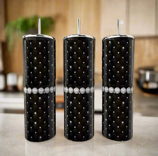 Pearl Black & Gold 20oz Skinny Tumbler handmade custom gift by Kreative By Design