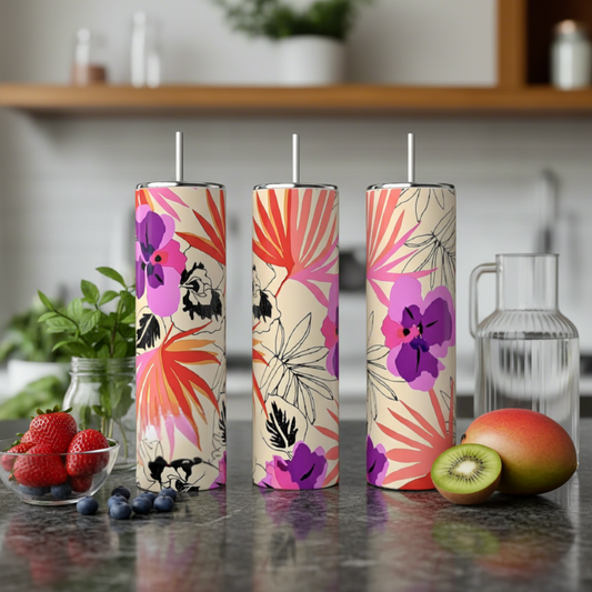 Floral 20 oz Stainless Steel Skinny Tumbler