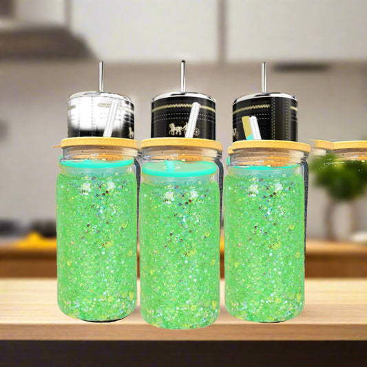 Custom Snow Globe 16 oz Glass Tumbler