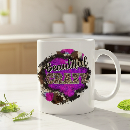 Beautiful Crazy Ceramic Mug handmade custom gift by Kreative By Design