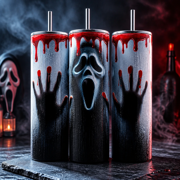 Scream-Inspired Bloody Handprint 20oz Tumbler | Horror Halloween Cup