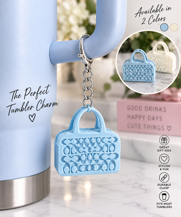 Monogram Handbag Cup Charm | Tumbler Charm | Variety of Colors